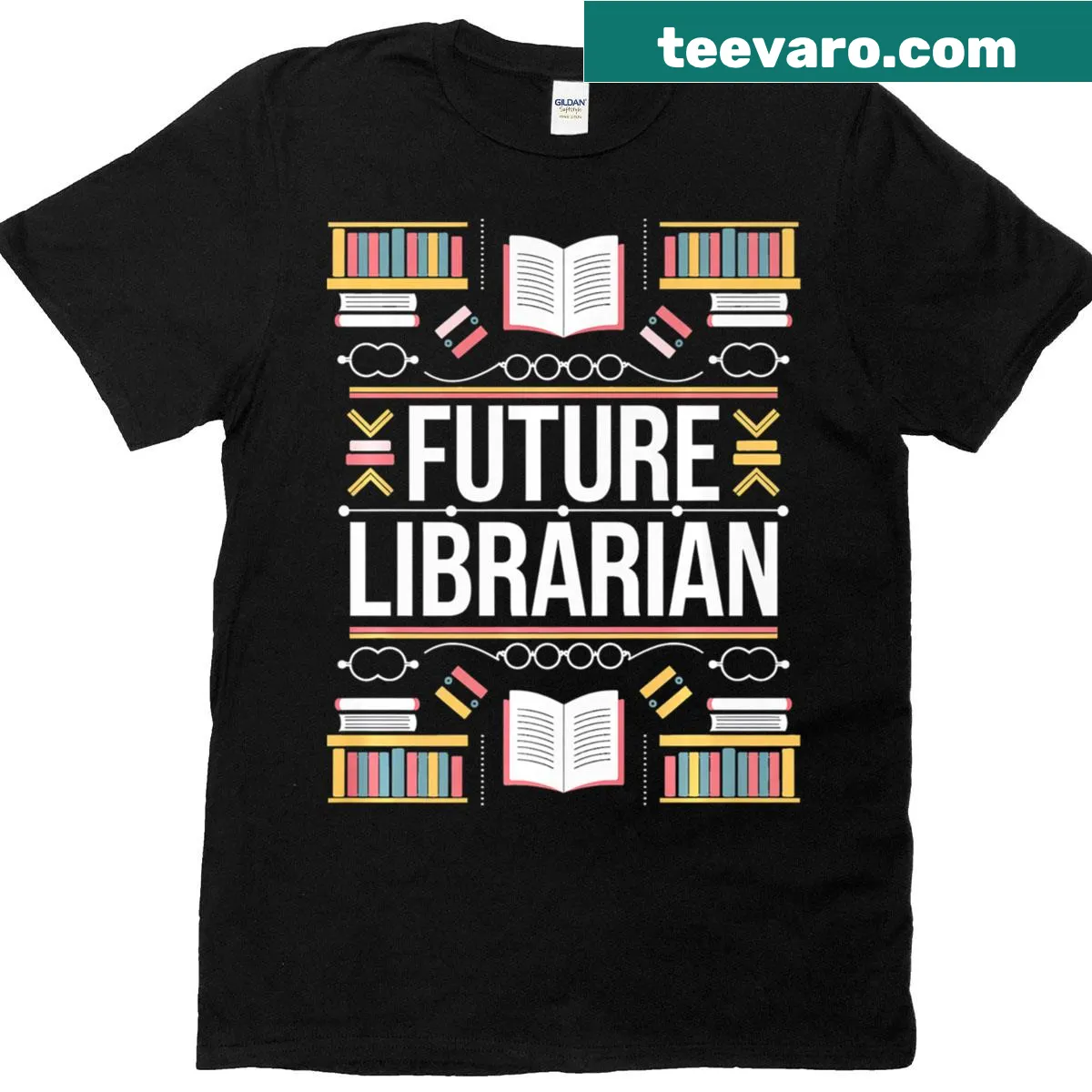 Premium t-shirt for toddlers featuring Future Librarian text — on a men's t-shirt