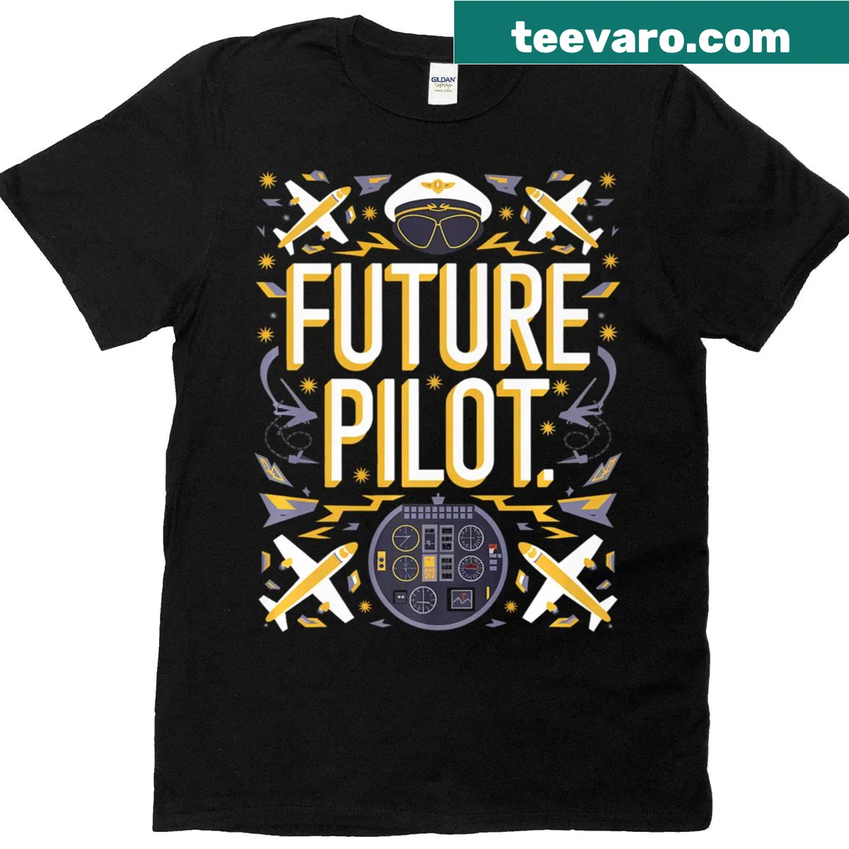 Premium t-shirt for toddlers featuring Future Pilot text — on a men's t-shirt