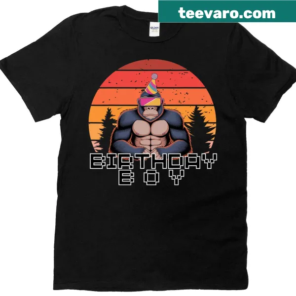 Gorilla graphic T-shirt with birthday theme for kids