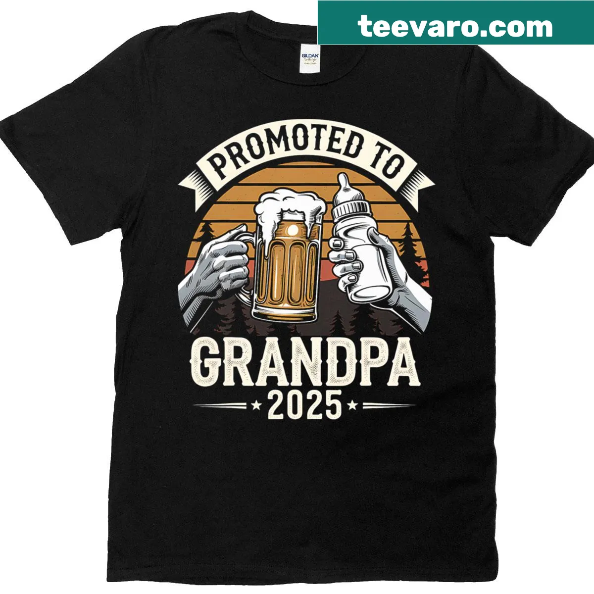 Funny vintage t-shirt celebrating grandpa's promotion with beer theme — on a men's t-shirt