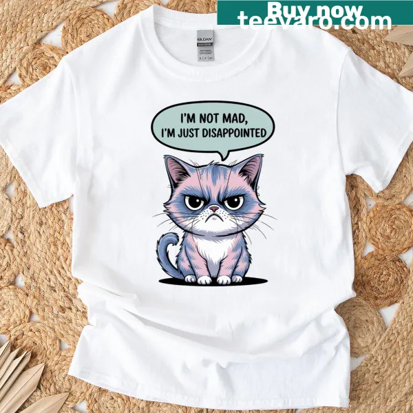 Cute chibi cat illustration with a disappointed expression and text