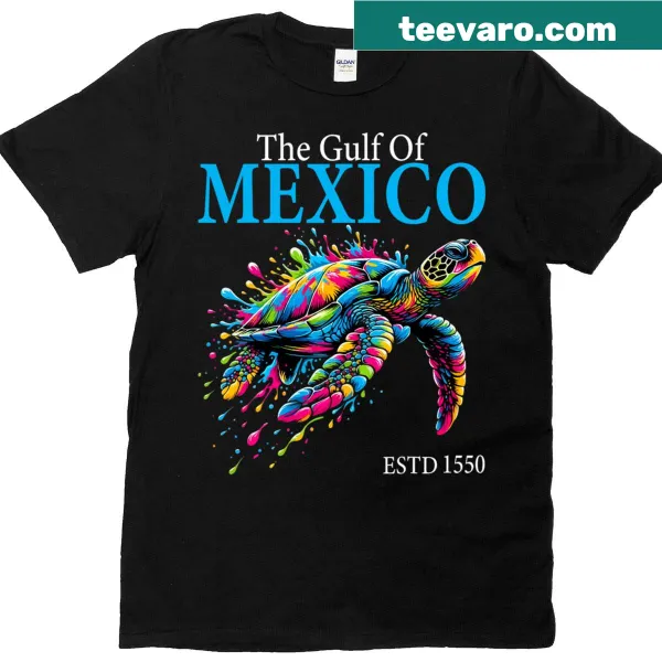 Realistic t-shirt featuring a turtle design inspired by Gulf of Mexico