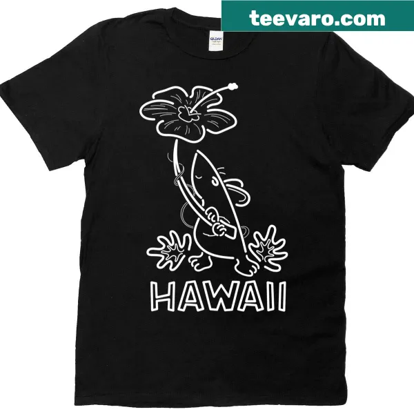 Whimsical mouse illustration on a Hawaiian vacation t-shirt