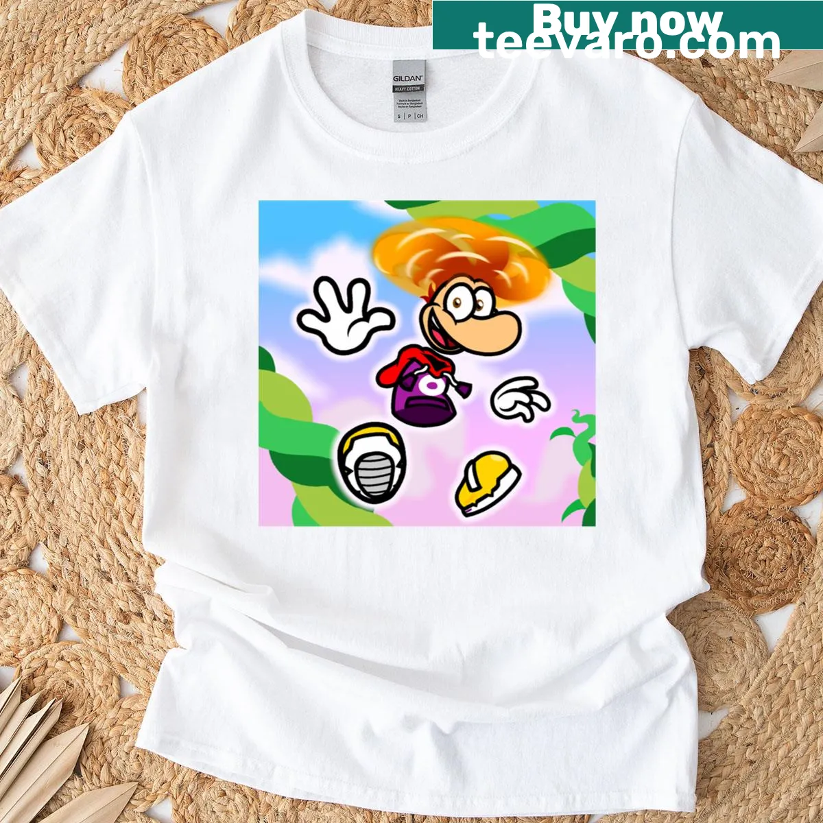 Classic T-shirt featuring a helicopter illustration — on a men's t-shirt