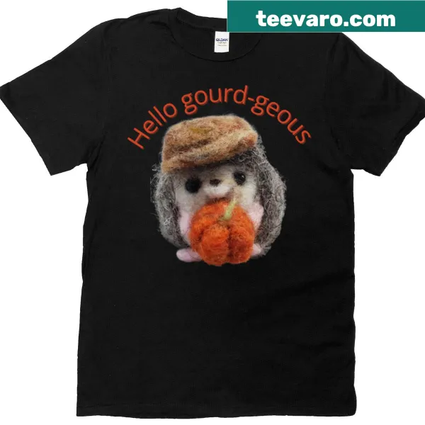 Cute hedgehog with a pumpkin illustration on a classic t-shirt