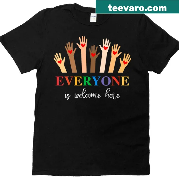 T-shirt with a welcoming message for teachers promoting inclusion and equality