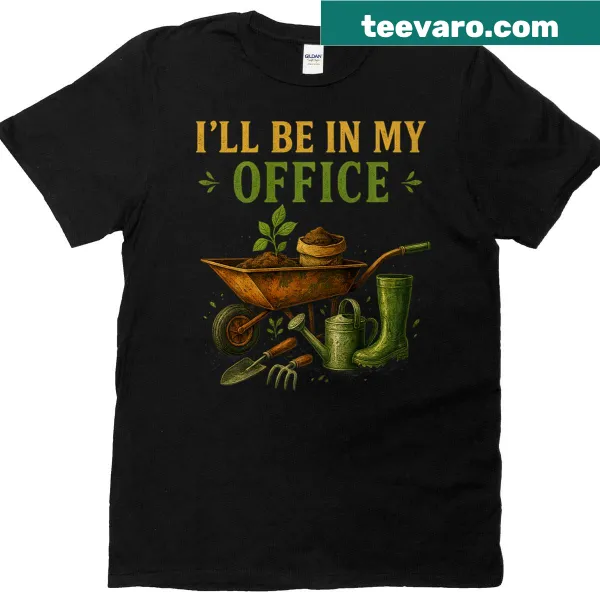 Funny gardening t-shirt about the garden as an office.