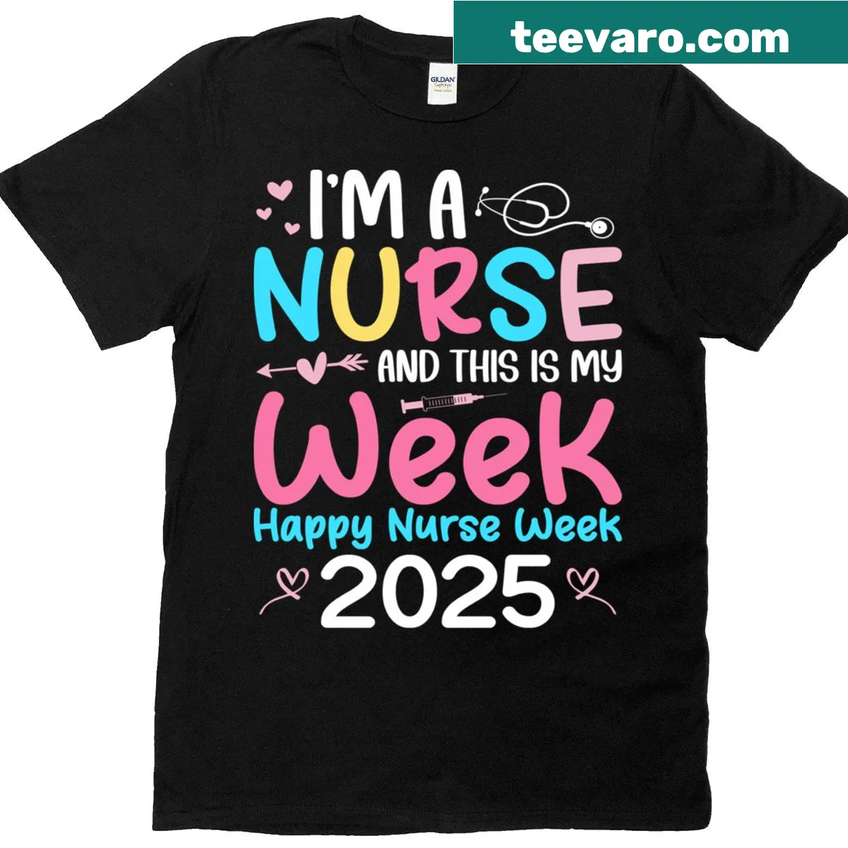 Nurse Week t-shirt with text celebrating nurses' contributions — on a men's t-shirt