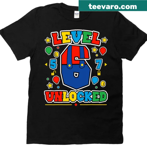 Level 6 Unlocked T-shirt for 6th birthday celebration