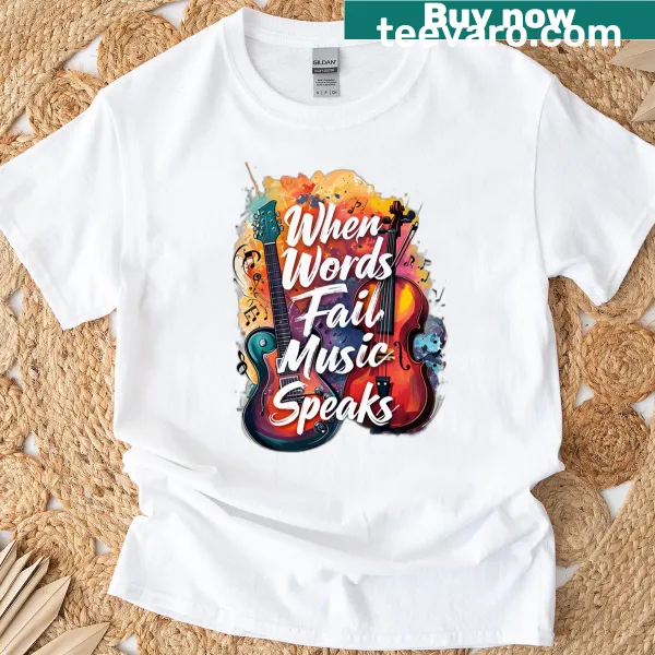 T-shirt featuring a unique music illustration design.