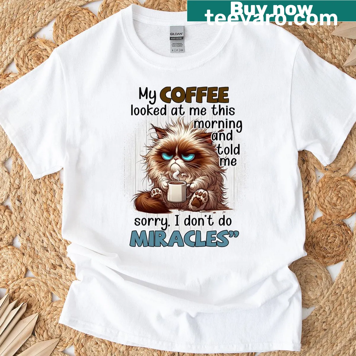 Funny coffee-themed t-shirt stating coffee apologized this morning — on a men's t-shirt