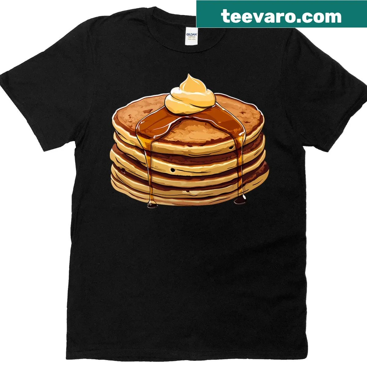 Cute T-shirt featuring pancake graphics for food lovers — on a men's t-shirt