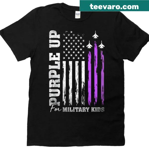 Military child month flag graphic on a shirt for kids