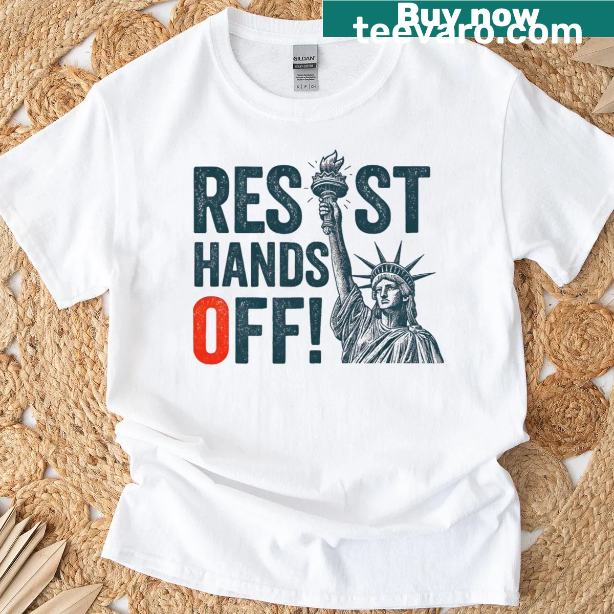 Statue of Liberty graphic on a protest-themed t-shirt — on a men's t-shirt