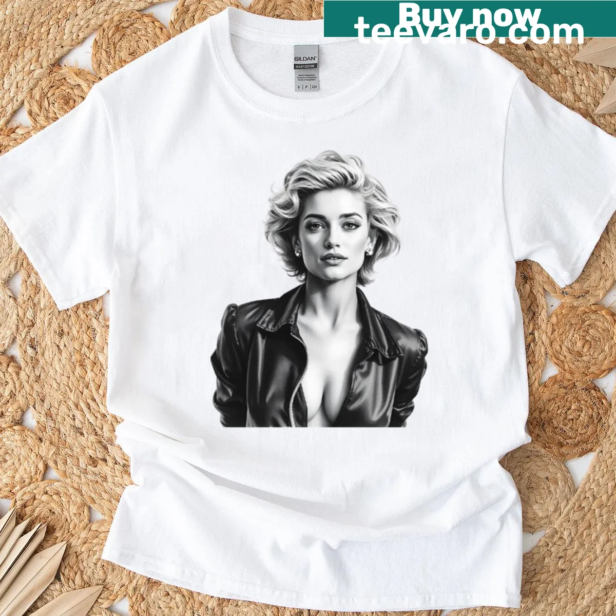 Vintage-inspired T-shirt celebrating pin-up glamour and charm. — on a men's t-shirt