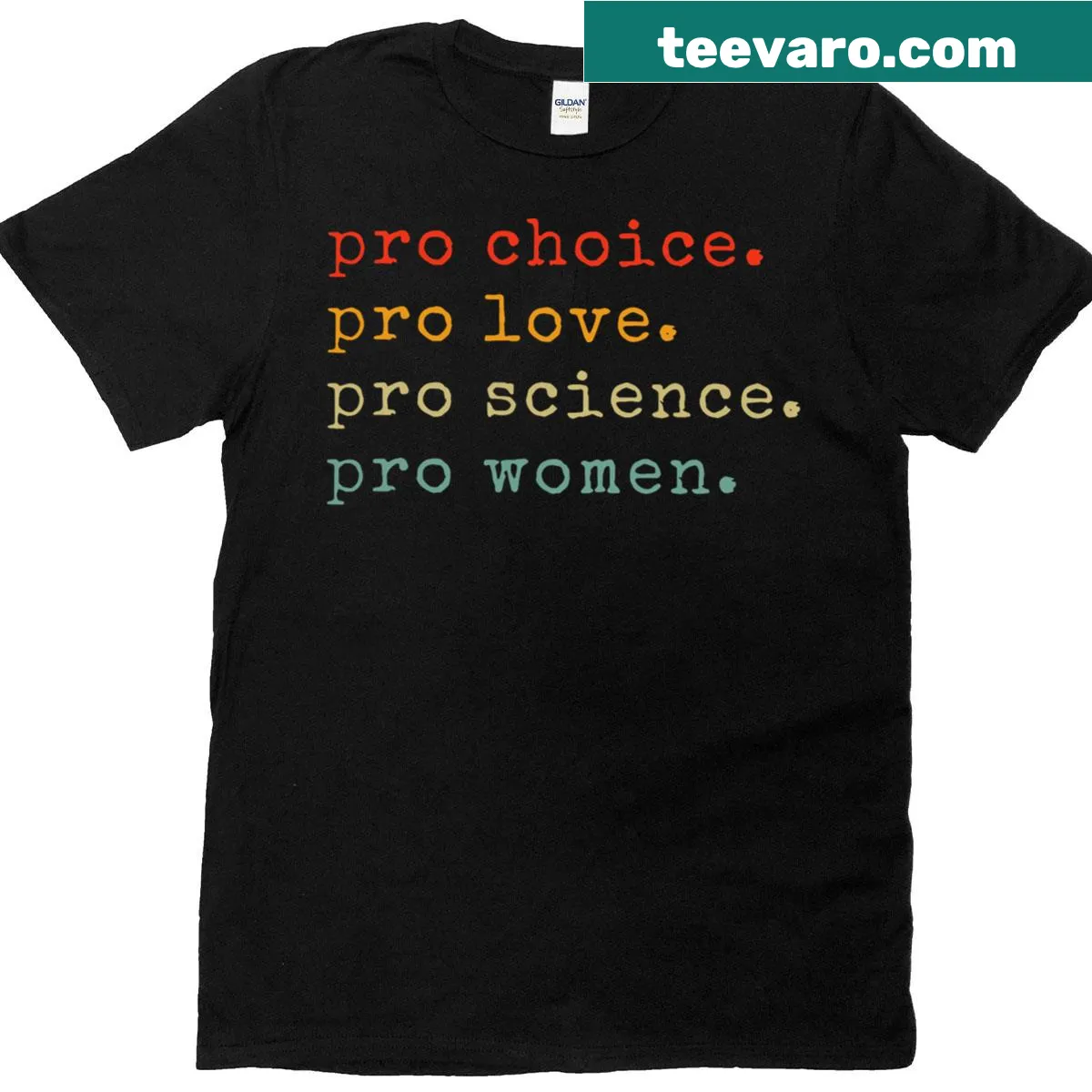 Vintage t-shirt with pro choice and pro science slogans in distressed print — on a men's t-shirt