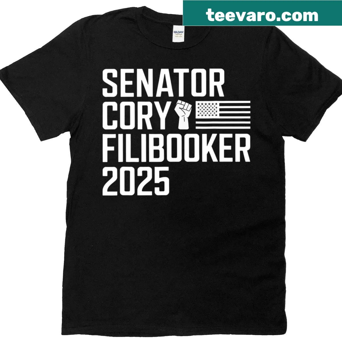 Pun-filled T-shirt with 'Cory Filibooker' and New Jersey theme — on a men's t-shirt