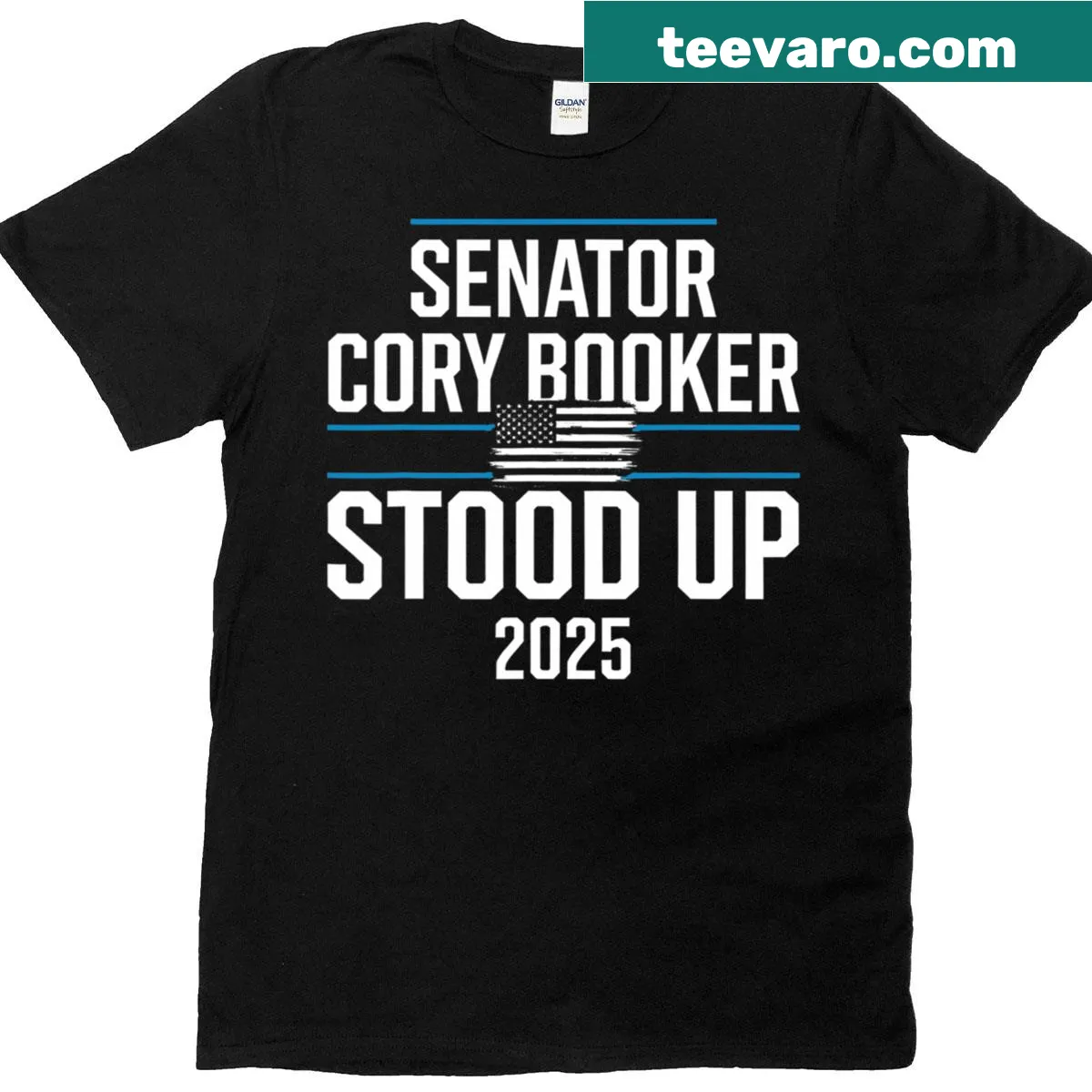 Senator Cory Booker filibuster T-shirt with bold text — on a men's t-shirt