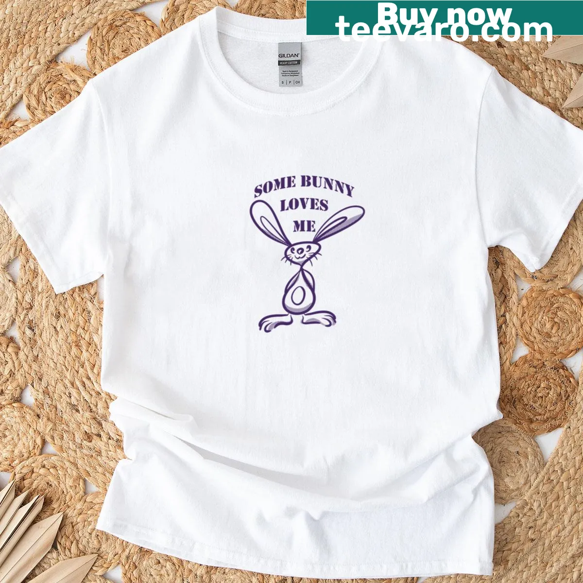 Playful bunny graphic on a cute kids' t-shirt — on a men's t-shirt