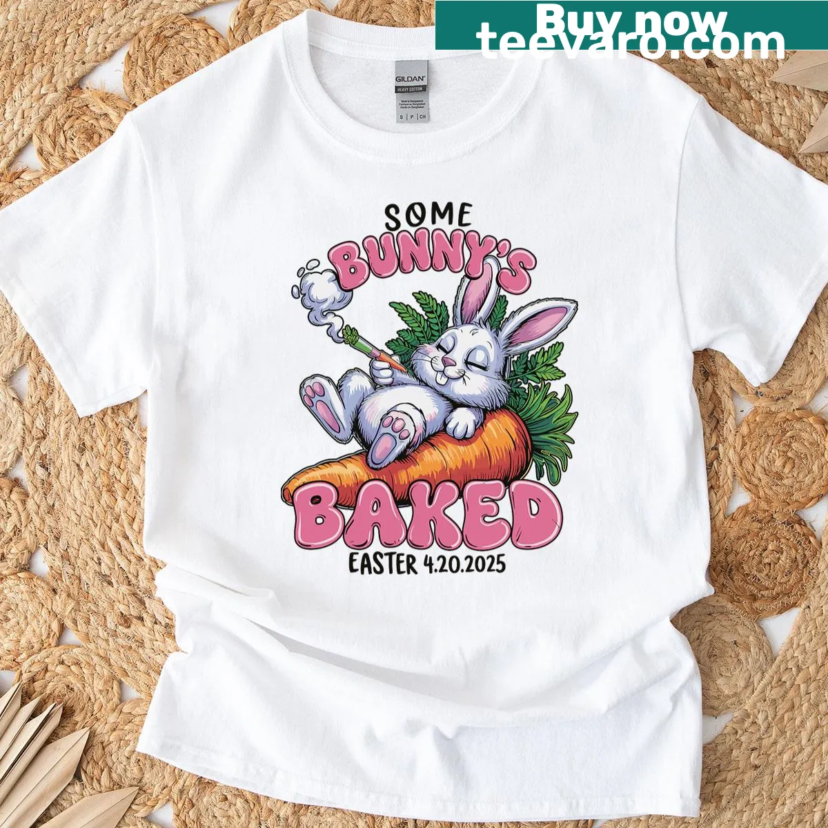 Funny rabbit graphic with 'Baked' text for Easter celebrations. — on a men's t-shirt