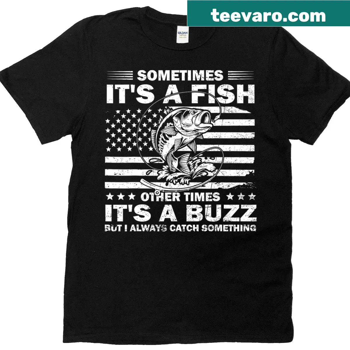Fishing-themed T-shirt with clever slogan — on a men's t-shirt