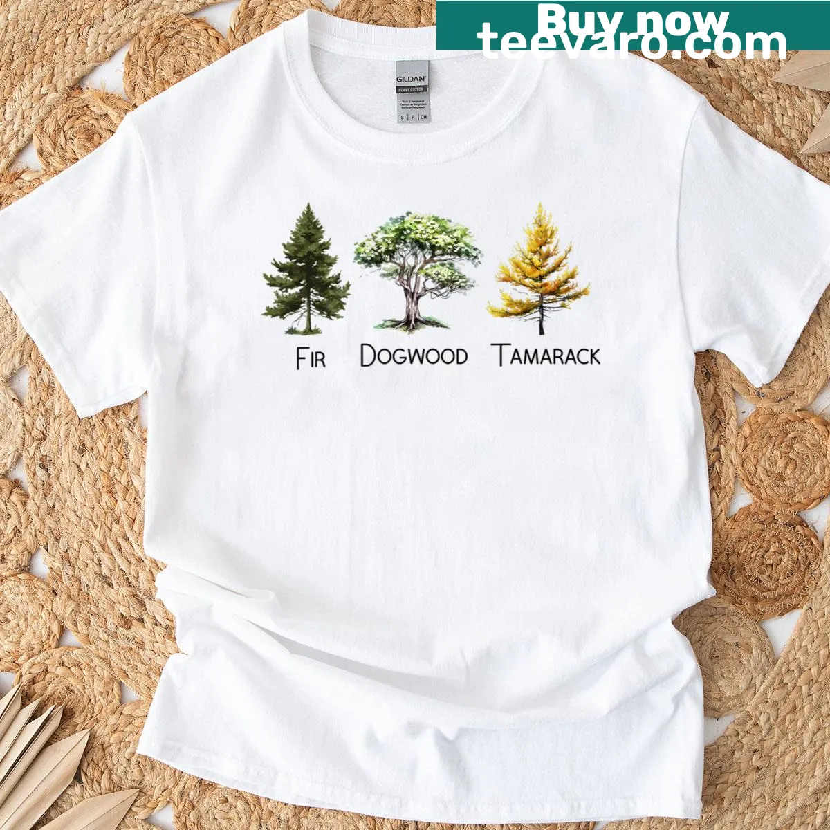 Illustrated trees with anti-Trump sentiment on a T-shirt — on a men's t-shirt