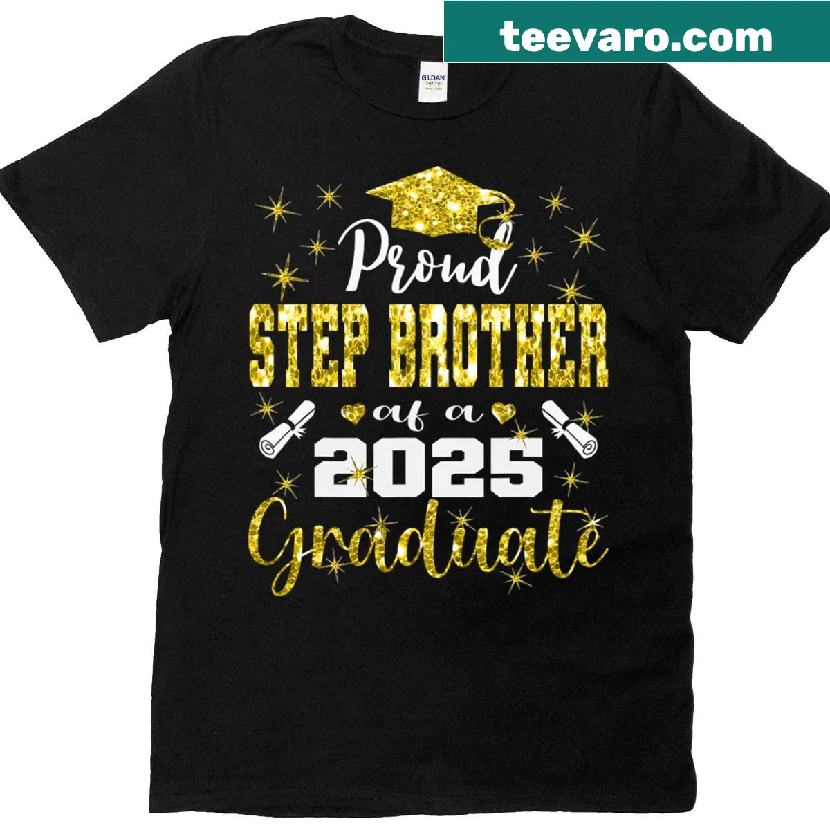 Proud Step Brother of 2025 Graduate graduation T-shirt — on a men's t-shirt