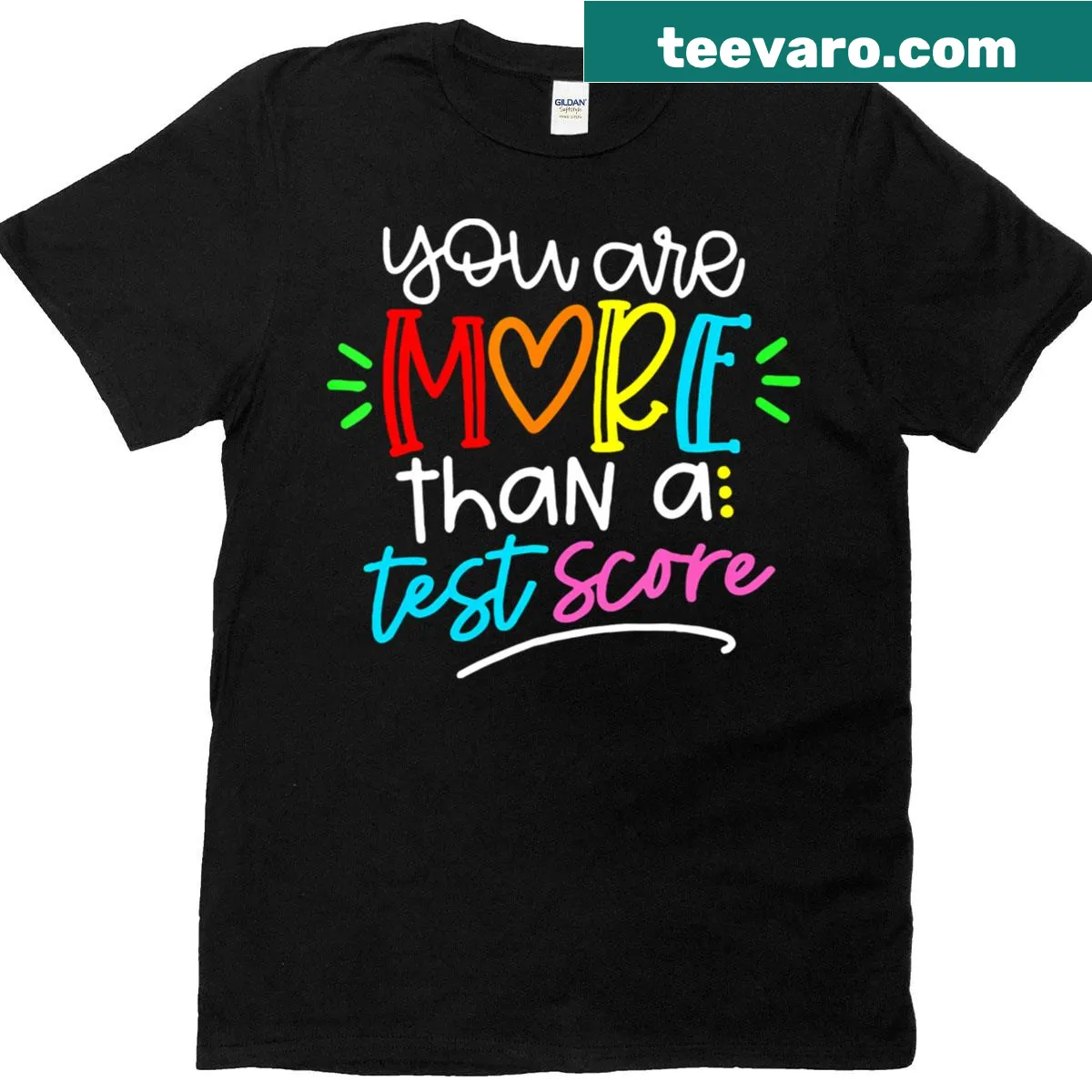 Inspirational Teacher T-shirt about learning beyond test scores — on a men's t-shirt