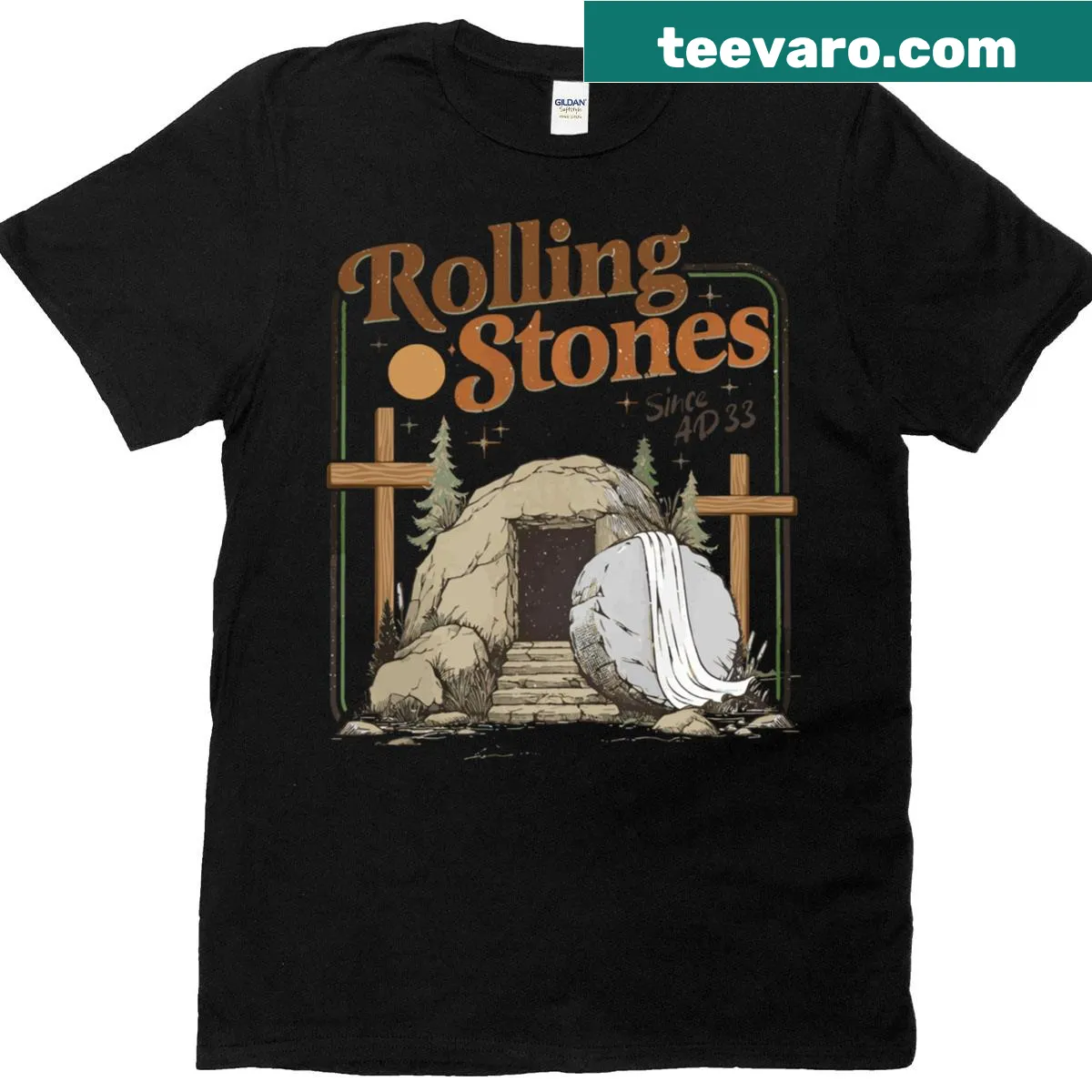 Retro Christian Easter t-shirt with the phrase 'He Is Alive' — on a men's t-shirt