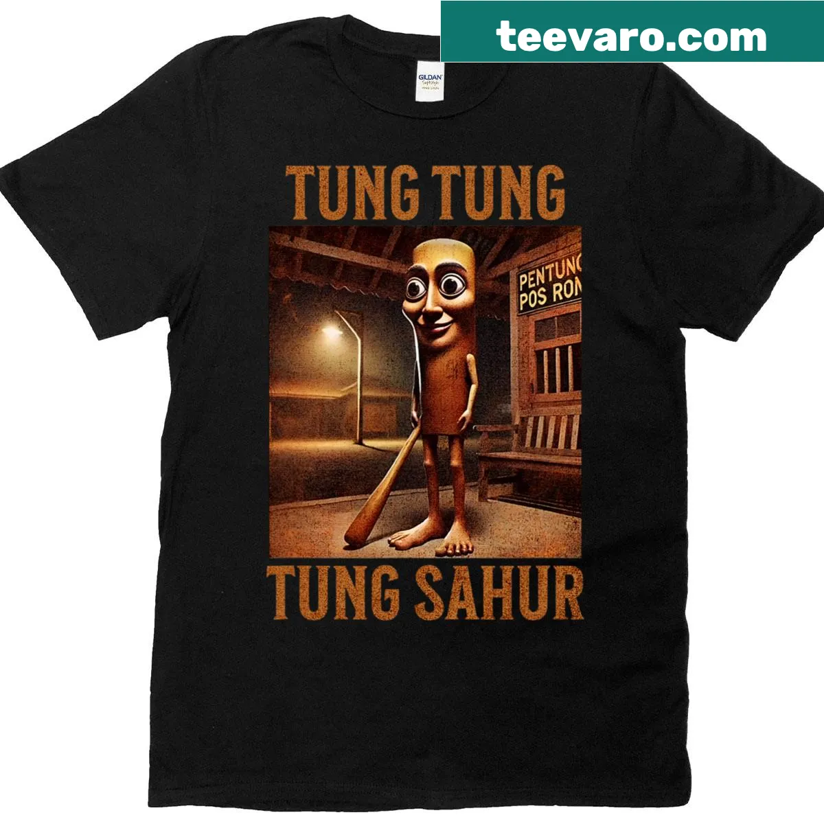 T-shirt with the phrase 'Tung Tung Tung Sahur' in a fun font — on a men's t-shirt
