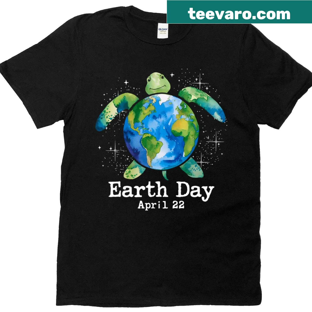 Earth Day t-shirt featuring a turtle design for ocean conservation — on a men's t-shirt
