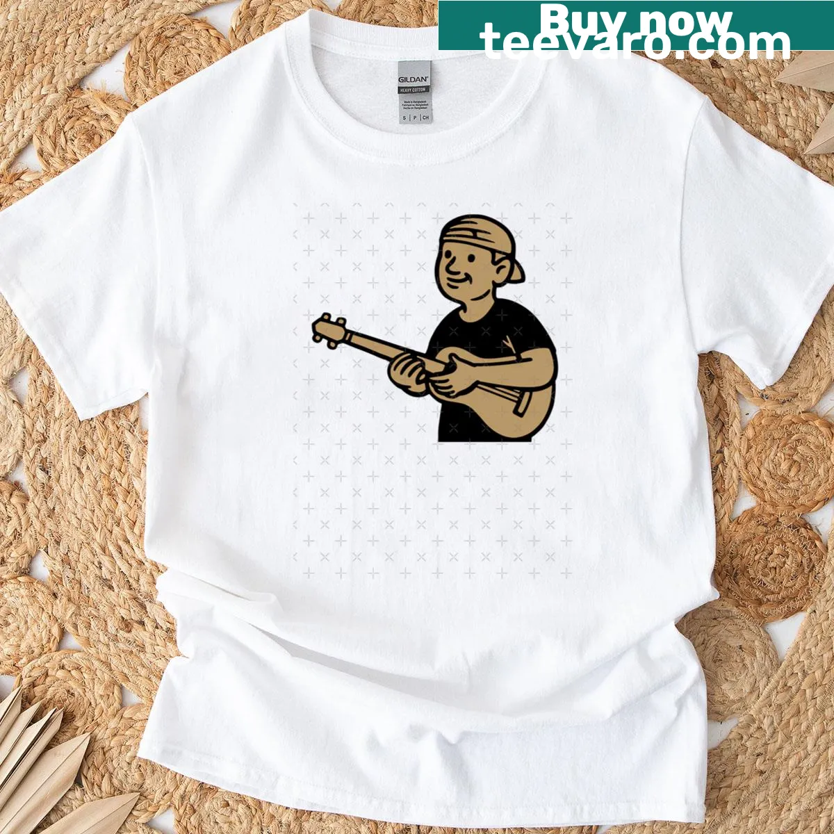 Ukulele illustration on a classic T-shirt — on a men's t-shirt