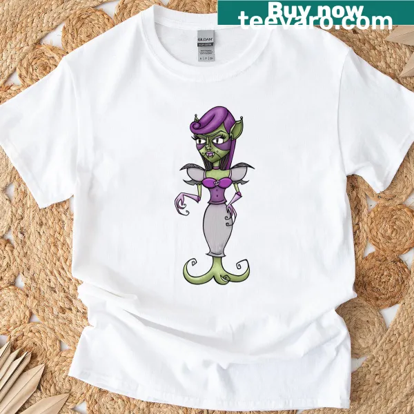 Illustrated vampiress graphic on a classic T-shirt for Gothic culture fans