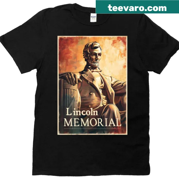 T-shirt featuring a vintage Lincoln Memorial travel poster design