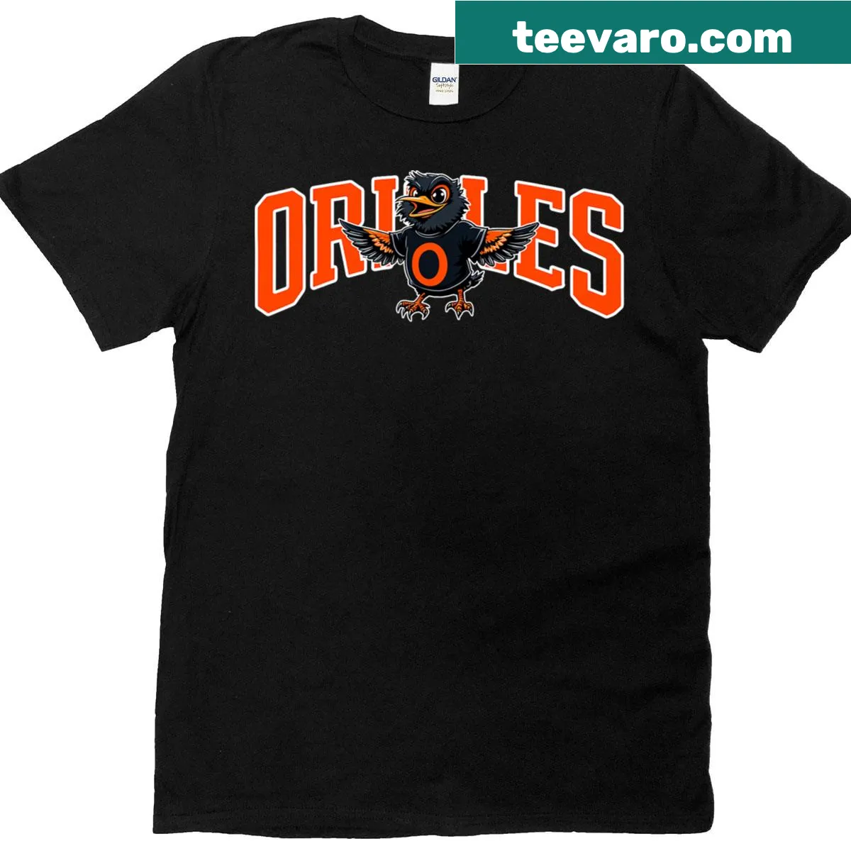 Vintage oriole t-shirt with name graphic — on a men's t-shirt