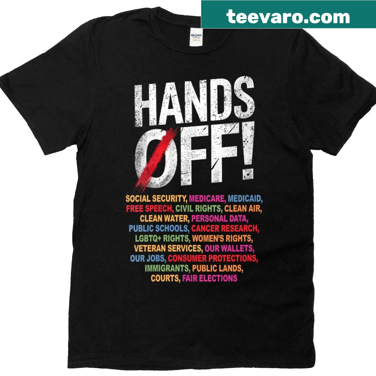 Protest t-shirt with text 'Hands Off My Social Security 2025' — on a men's t-shirt