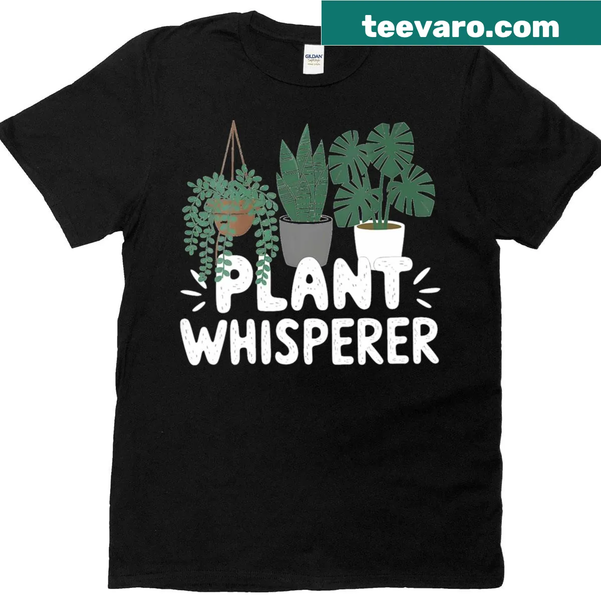 V-neck T-shirt with plant illustrations and humorous text — on a men's t-shirt