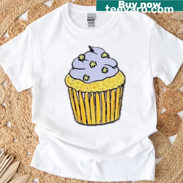 Classic tee featuring a cute floral cupcake graphic