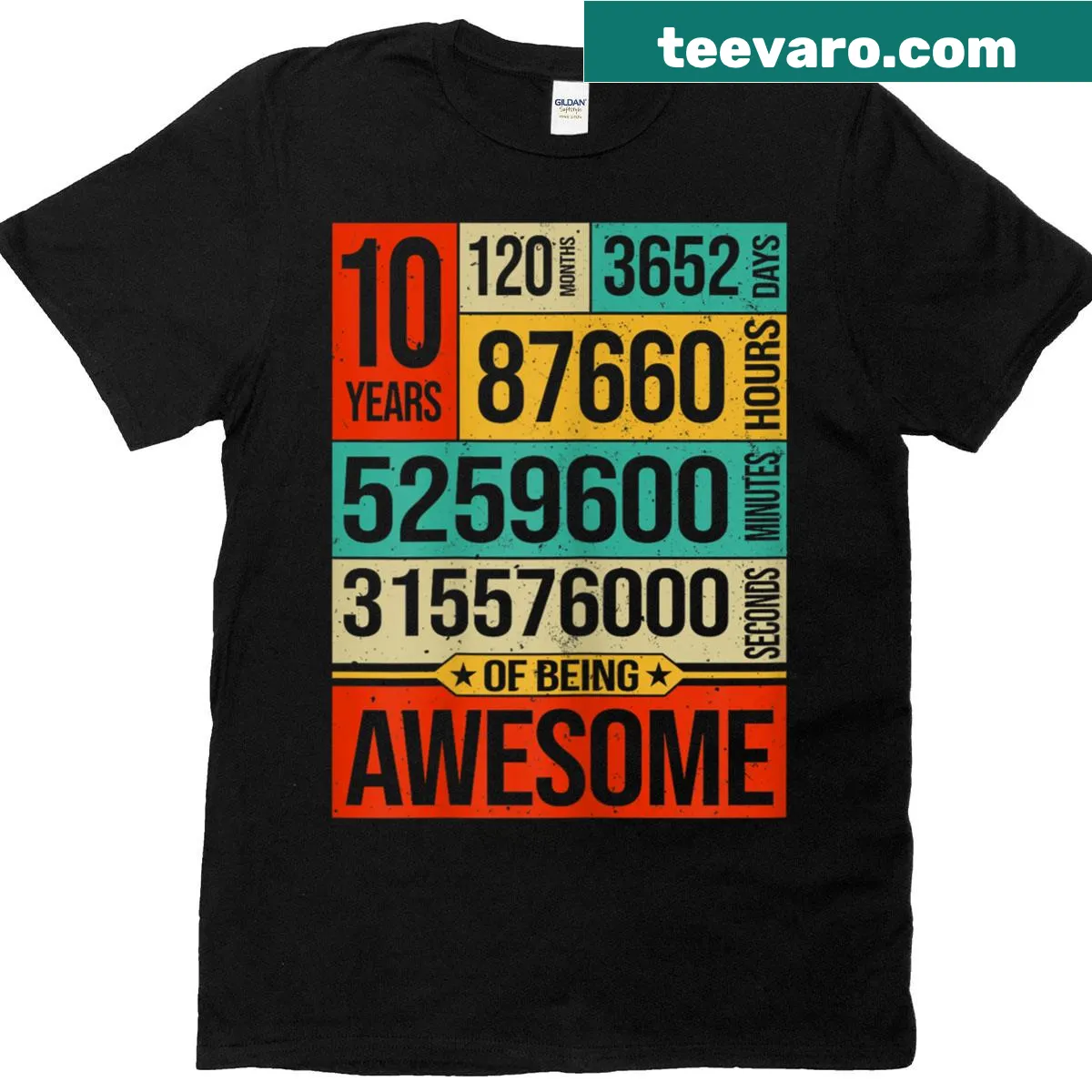 Vintage T-shirt celebrating 10th birthday with retro design — on a men's t-shirt