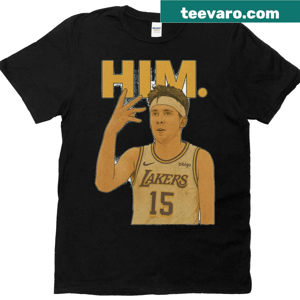 Illustration of Austin Reaves in action on a sports T-shirt — on a men's t-shirt