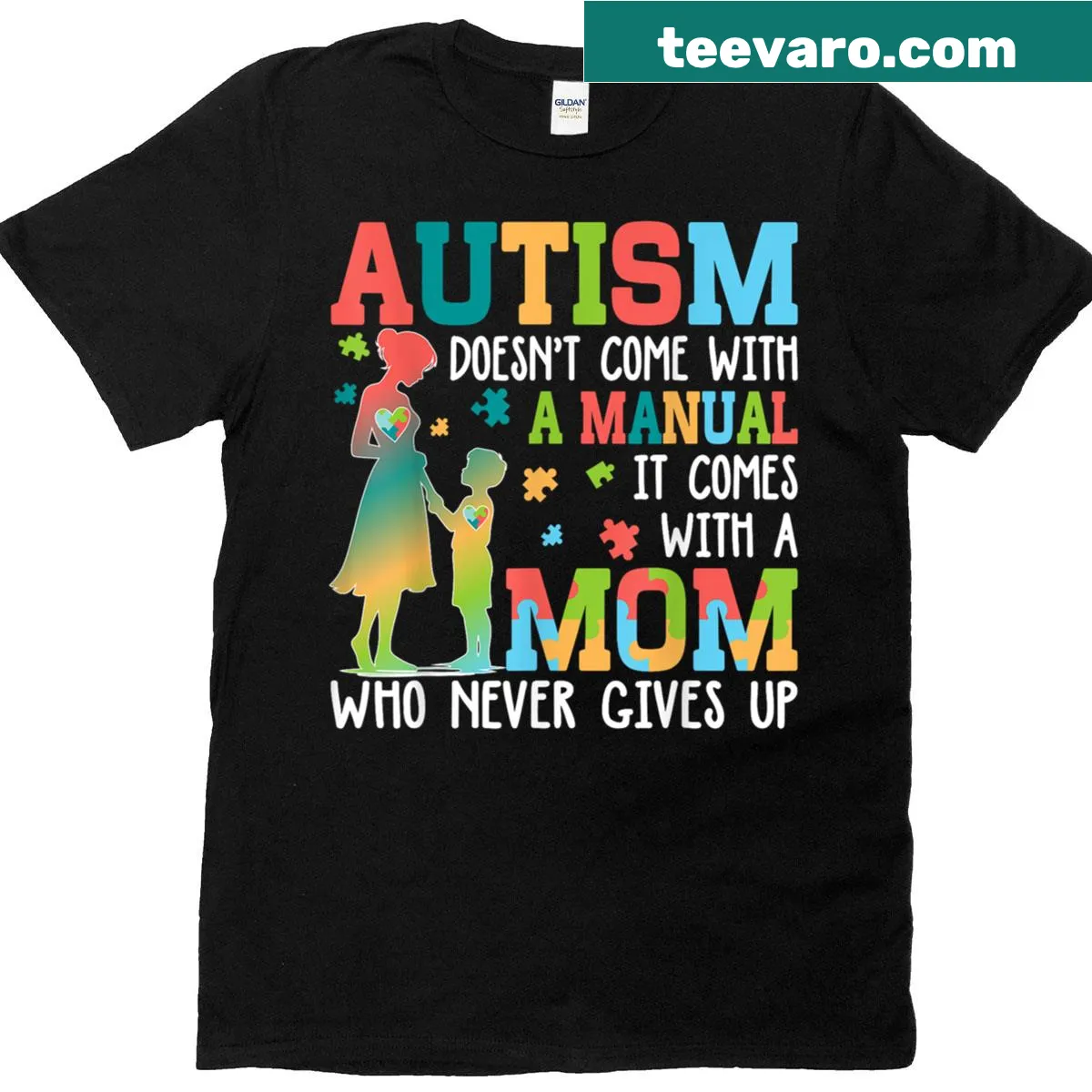 Text design about autism parenting on t-shirt — on a men's t-shirt