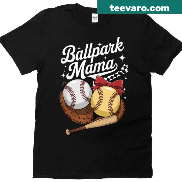 Ballpark Mama t-shirt with playful sports graphics for moms