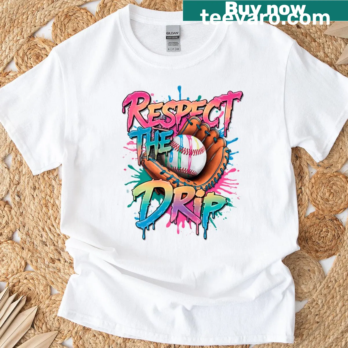Youth tee with ice cream cone and text 'Respect The Drip' for baseball fans — on a men's t-shirt