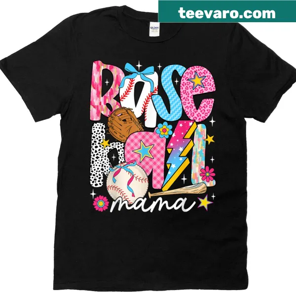 Baseball Mama t-shirt with coquette bow design for moms