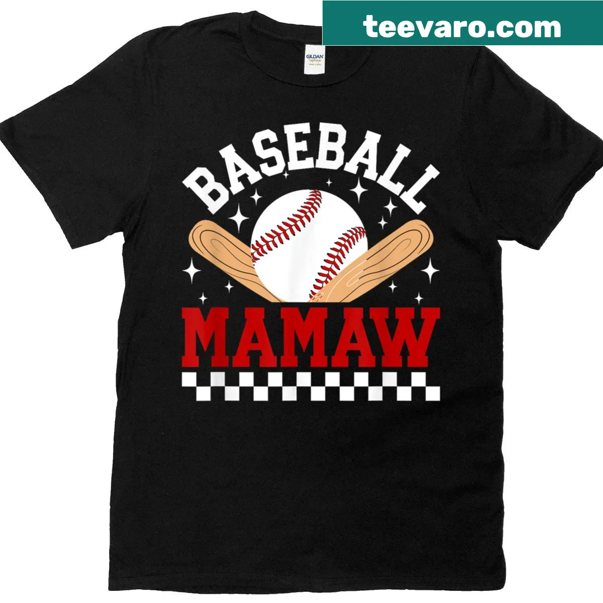 Mamaw shirt with text celebrating a grandmother of a baseball player. — on a men's t-shirt
