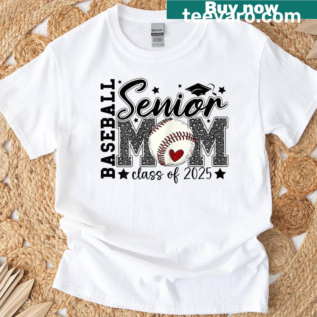 T-shirt for moms with 'Class Of 2025' text celebrating graduation — on a men's t-shirt