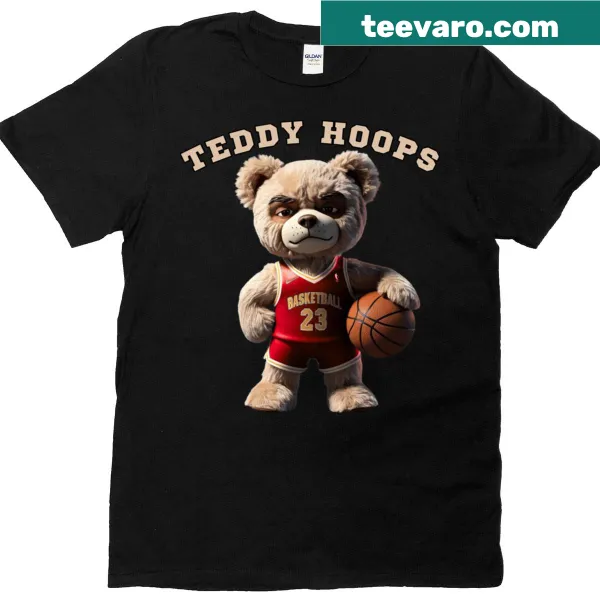 Active t-shirt featuring a teddy bear playing basketball