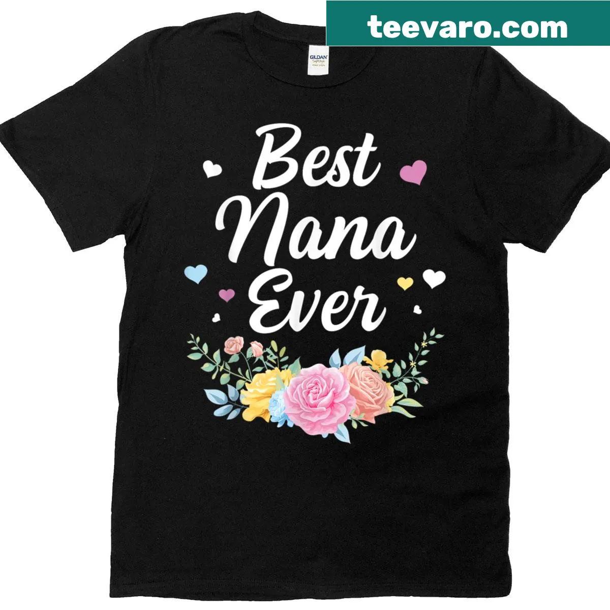 'Best Nana Ever' floral graphic on a T-shirt for mothers — on a men's t-shirt