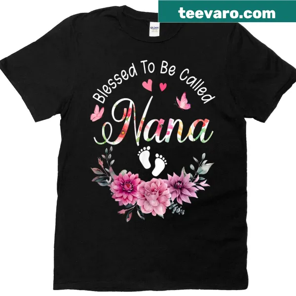 Floral Mother's Day t-shirt with 'Blessed To Be Nana' text for grandmas.