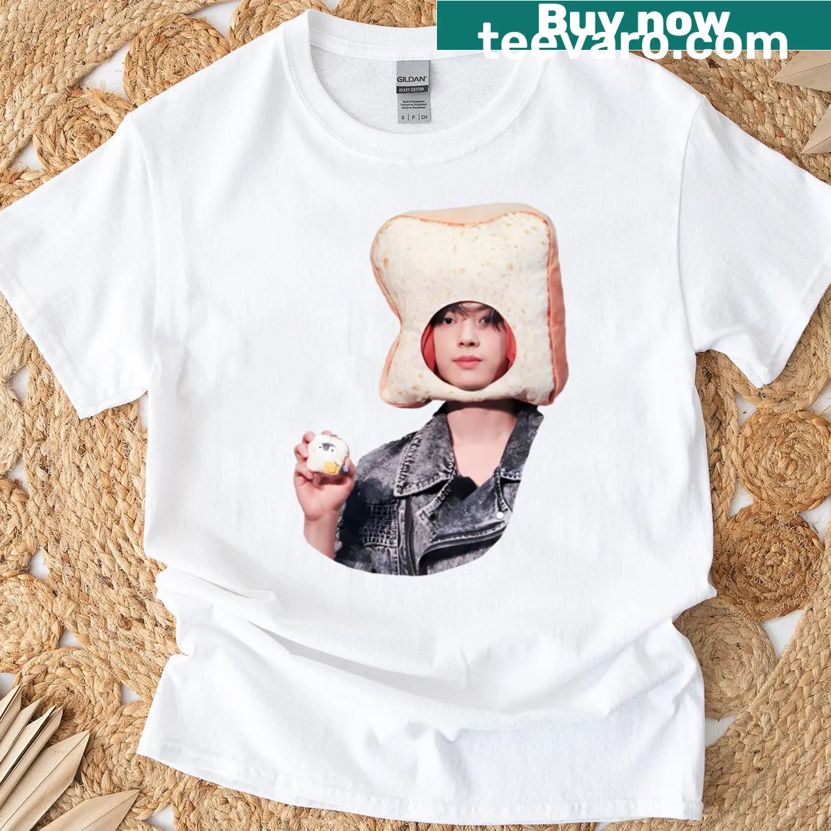Playful graphic t-shirt featuring the word 'Bread' in bold typography — on a men's t-shirt